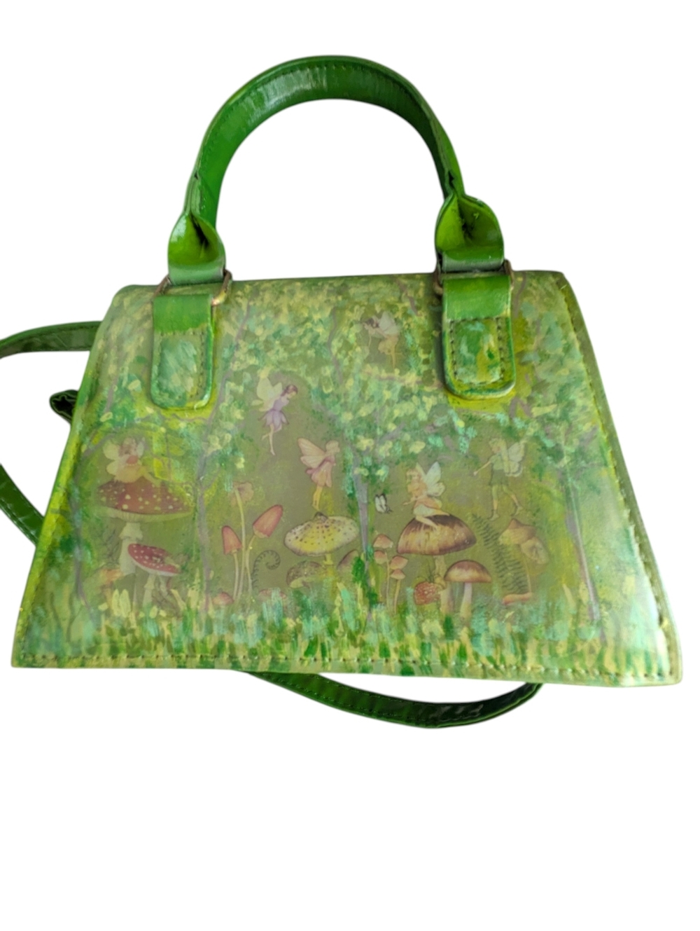 Cottagecore Fairycore OOAK Mini Green Crossbody Purse Whimsical Fairy Bag
